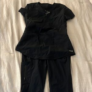 Black Scrub Top and Pants Set